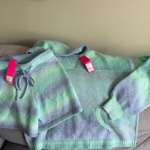 Lilly Pulitzer Mint Green and Light Blue Sweater and matching shorts .